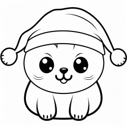 cartoon jelly fish in santa hat coloring page