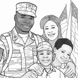 african american veterans reuniting with their family with kids emphasizing the human side of service