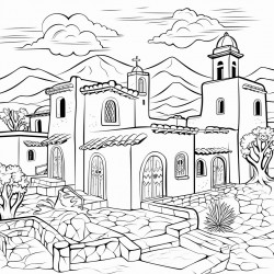 pueblo con fincas de caf y su iglesia