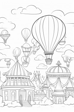 summer carnival scene with rides balloons and cotton candy