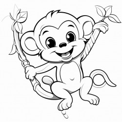 cute monkey swinging on a vine