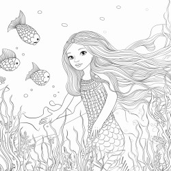 rainbow mermaid underwater scene
