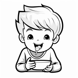 a child licking food off their face