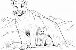 a mountain lion and his baby