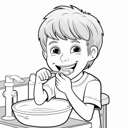 a 35 year old kid brushing his teeth and he is having smile on his face