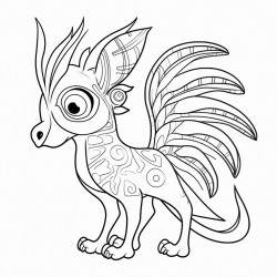 create a pencil sketch worksheet of an alebrije