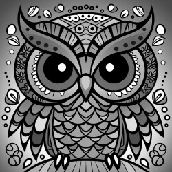 an owl with bright colors