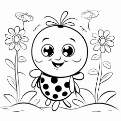 simple and easy adorable garden with ladybugs coloring pages for kids felttip pen white majorly