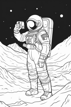 astronaut taking a picture by a planet