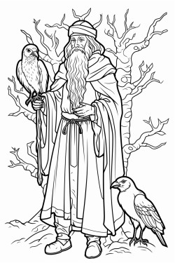 druid men birds wood
