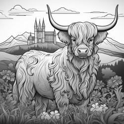scotland include edinburgh castle a bagpiper a scotch whisky bottle a highland cow and the flag of scotland