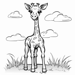 baby giraffe standing in a field