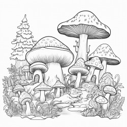 cute fairy mushroom forest scene