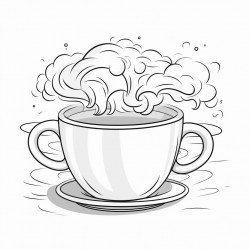 picture of a storm in a cup for coloring book no color no shading thick lines