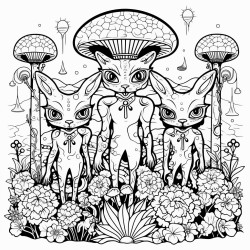 aliens ufo flower cats