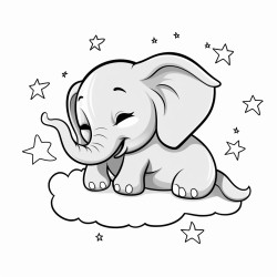 hey baby elephant sleeping on the moon