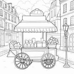 cotton candy cart in streets of paris