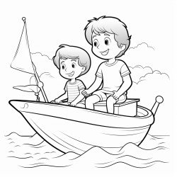 2 children on a boat