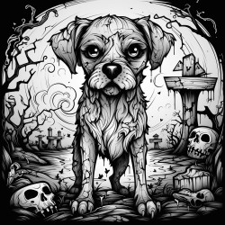 zombie dog with big eyes