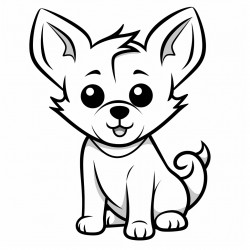 simple and cute dog drawing outline with thin bold lines