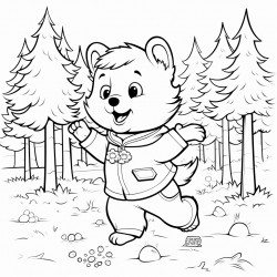 a dog dancing in the forest
