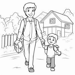 daddy go to work in morning and go home evening