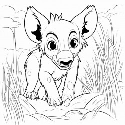 hyena playing hide and seek hiding behind something