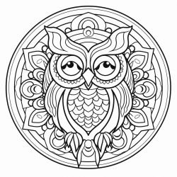 mandala with owl facing forward
