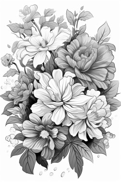 beautiful flowers of various shapes and sizes in a vase with a lot of details