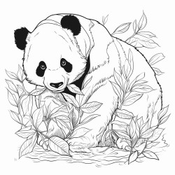 a panda eating leaves