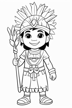 indigena con una iglesia
