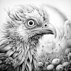 feathered beast in nature on another planet