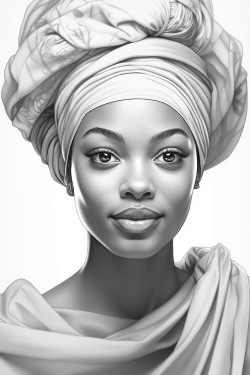 a woman with african headwear