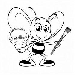 ant with an paint brush and paint palette
