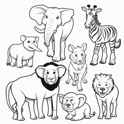 make 10 coloring pages of animals single animal on single page