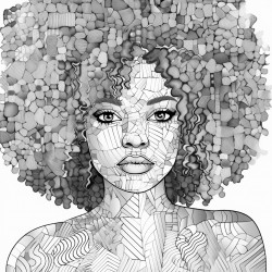 black woman with afro mosaic