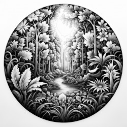 forest with complex mandala art