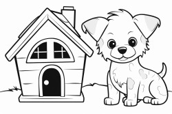 a dog and a dog house