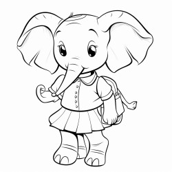 a female elephant in a school uniform