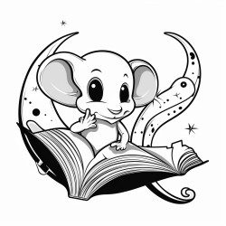 axolotyl reading a book on the moon