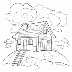 a cabin on top of a cloud