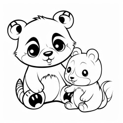 panda playing with cat