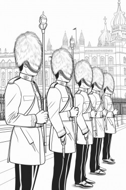 united kingdom kings guards in changing ceremony