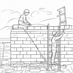 summer construction theme brickwork drywall scaffolding