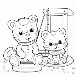 cat and bear on the playground