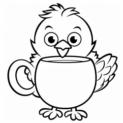 i want a picture of a hen sitting inside of a mug of tea the full mug must be in the picture