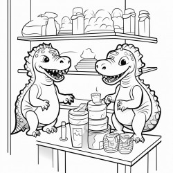 dinosaurs in an ice cream shop