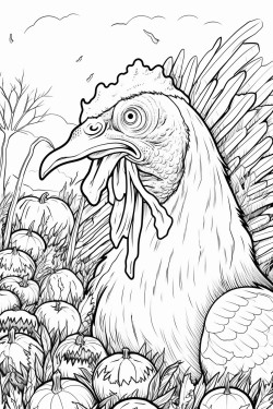 crazy monster zombie turkey in a field