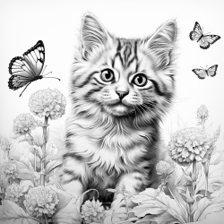 a playful cat chasing a butterfly