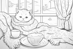 cute cat room coffee winter cold sick